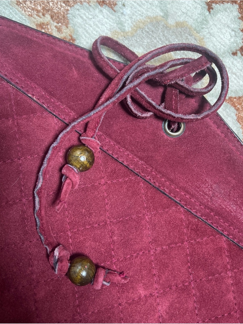 Vintage Yves Saint Laurent Burgundy Leather and Suede Clutch Zipper Bag Designer - Picture 9 of 9